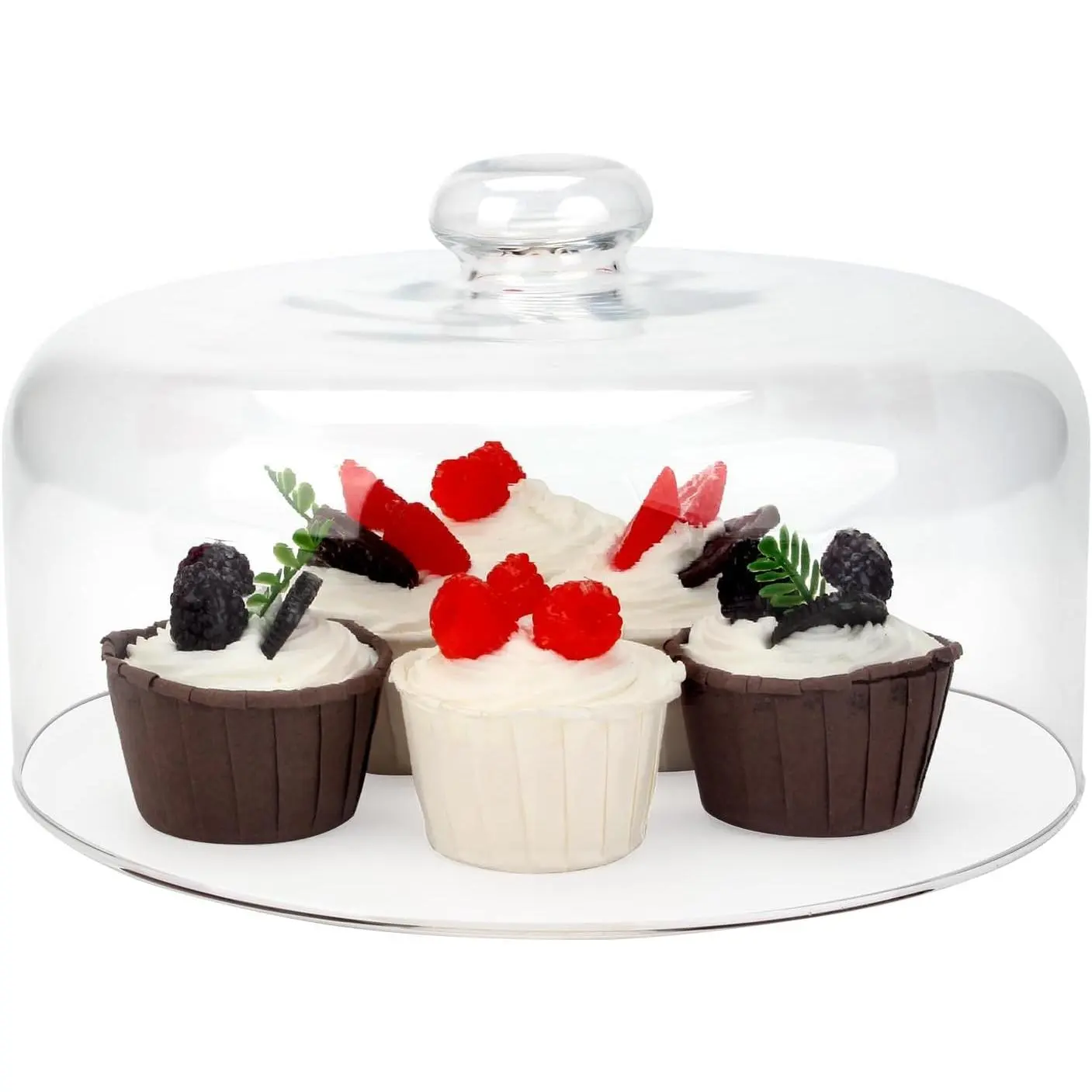 10 Inch Glass Cake Dome Cover, Round Clear Cake Stand Top Cover | Pastry Display Cloche for Food Service, Cake Cover Lid for Cake Stand Cake Plate Display Serving Platter