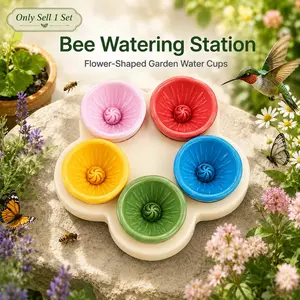 1 Set Bee Watering Station for Garden, Flower Pollinator Water Feeder, Butterfly and Bee Drinking Cups for Patio, Lawn, Balcony, Potted Plants and Outdoor Garden Decor