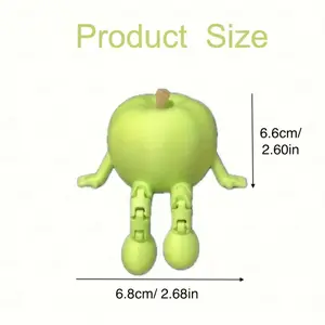 3D Printed Articulated Apple Ornament - Posable Fruit Family with Arms and Legs, Indoor and Outdoor Home and Office Desk Display - Halloween, Christmas,'s Day Gift, Creative Design, Sturdy Structure, Home Decor, Random Color