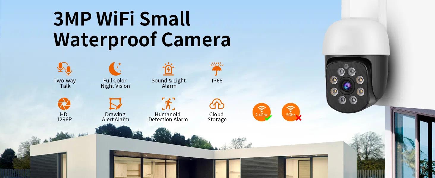 2K 3.0MP Outdoor WiFi PTZ Security Camera, 2.4G WiFi, Auto Tracking, 2 Way Audio, Spot Night Vision, Compatible with Alexa, SD Card & Cloud Storage, Compliant  IP CCTV Camera(4pcs)
