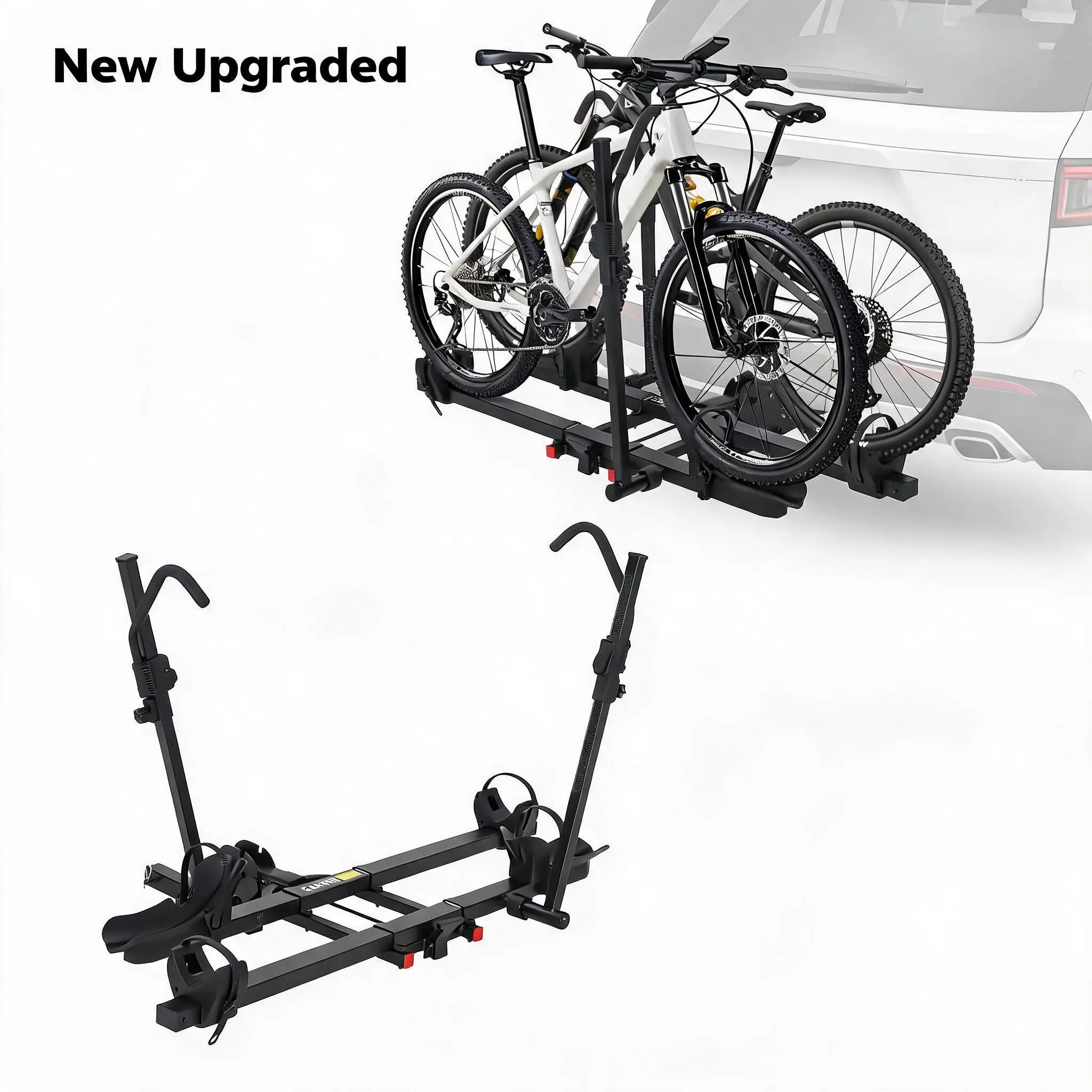 New Upgraded Garvee Heavy-Duty Hitch Bike Rack for Car – 2 E-Bike Carrier with 2” Receiver, 200 lbs Capacity, Collapsible & Tiltable, Anti-Wobble, Fits Fat Tire Bikes – Ideal Cycle Storage Accessory, Ideal Christmas Xmas Birthday Gifts for Women Men