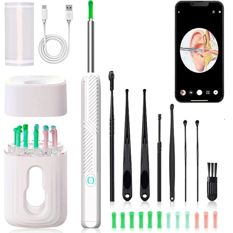 Electric Earwax Removal Tool Set with Camera, Portable 360° Wide Angle Ear Cleaner with Type-C Rechargeable, Waterproof Endoscope Ear Cleaning Tool, Earwax Remover