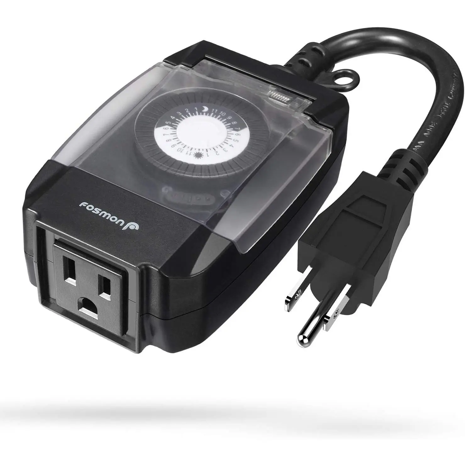 Heavy Duty Outdoor Mechanical Light Timer Outlet - 24-Hour Plug-In, Weatherproof, 3-Prong Grounded, 15A 1/2HP for Pool Pump