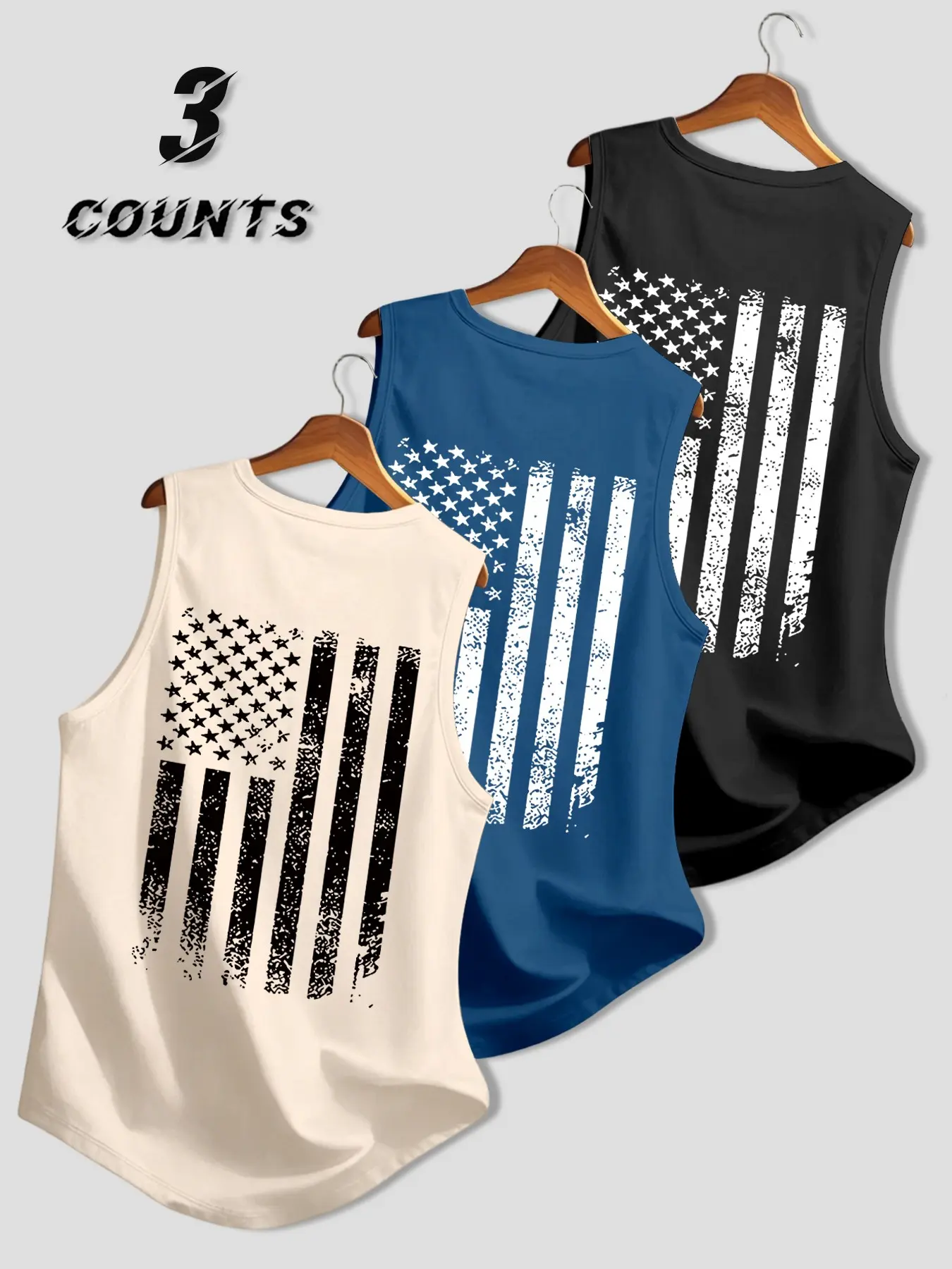 Men's Vintage American Flag Print Vest, Sleeveless Sports Vest, Loose-Fit Sporty Sleeveless Top, Breathable Fitness Wear, Unisex Compression Gear