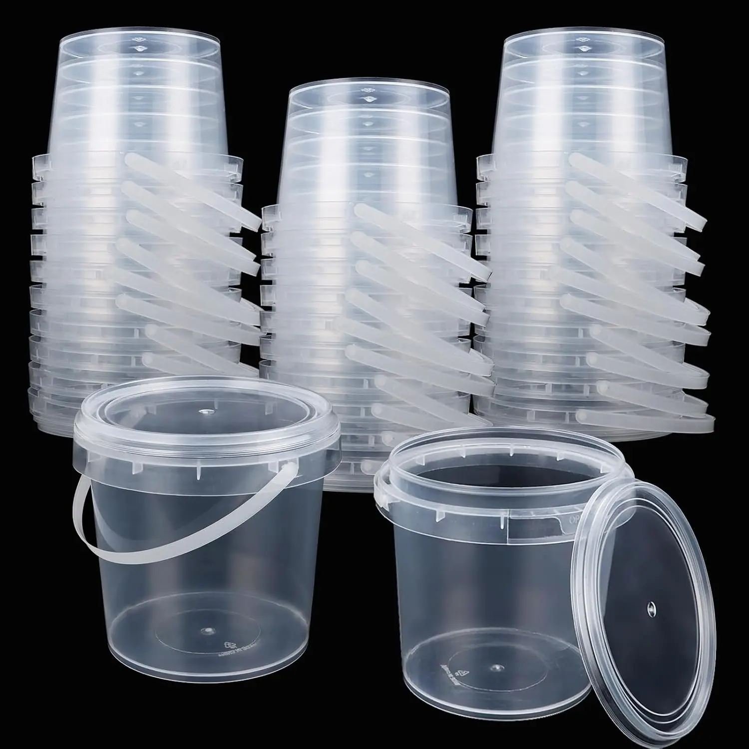 35 PCS 16 oz 500ml Clear Plastic Slime Containers with Lids and Handles, Storage Buckets for Slime DIY Crafts, Pigments, Small Tools and Parts