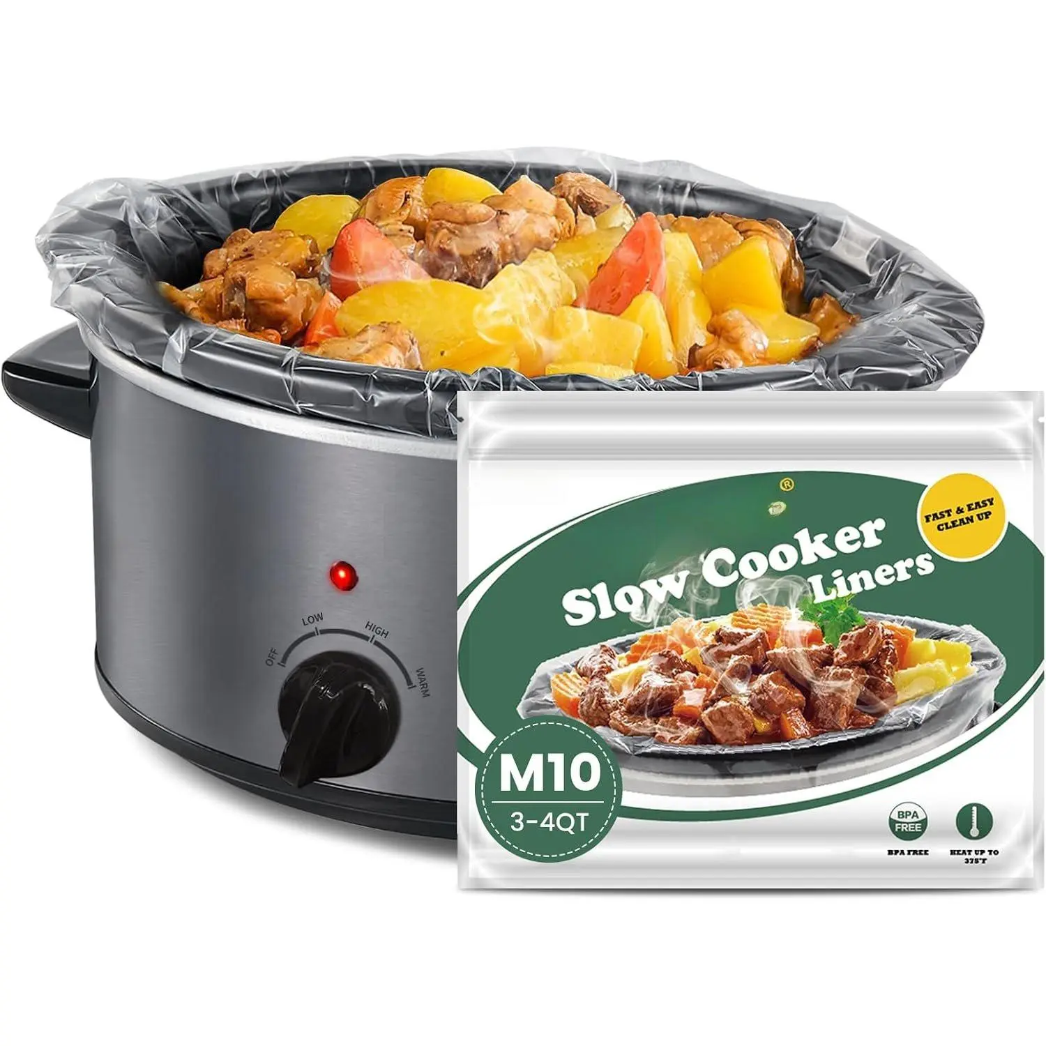 Slow Cooker Liners 11"x17" 10 count Middle Size Disposable Plastic Bags Pot Liners Cooking Bags Fit 3 qt to 4 qt Pot