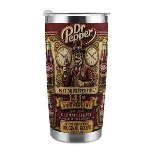 40oz Dr Pepper 141st Anniversary Tumbler, Vintage Classic Dr Pepper Soda Collector Cup, Rare Limited Edition 1885-2026 Commemorative Drinkware, Iconic 23 Flavors Retro Graphic Thermal Tumbler