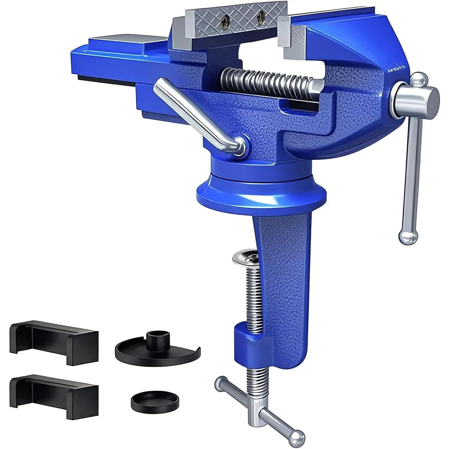 Table Vise 3.2 Inch - Bench Vise with 360° Swivel Base for Woodworking, Bench Clamp Clamp-On Vise Tool for Metalworking/Drilling/Cutting