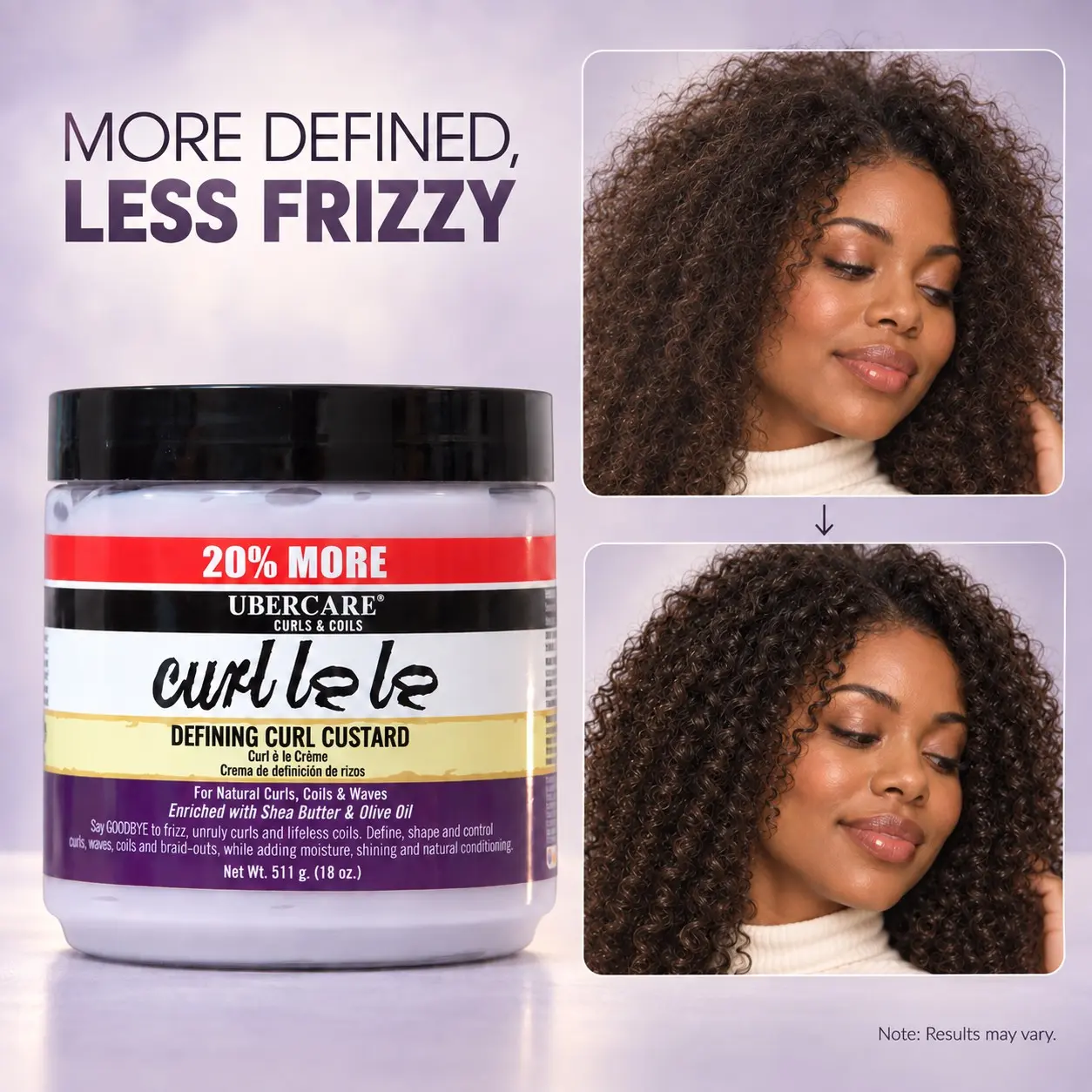 511g Curl Defining Cream for Curls, Coils & Waves, Frizz Control with Shea Butter & Olive Oil, Soft Finish & Natural Shine