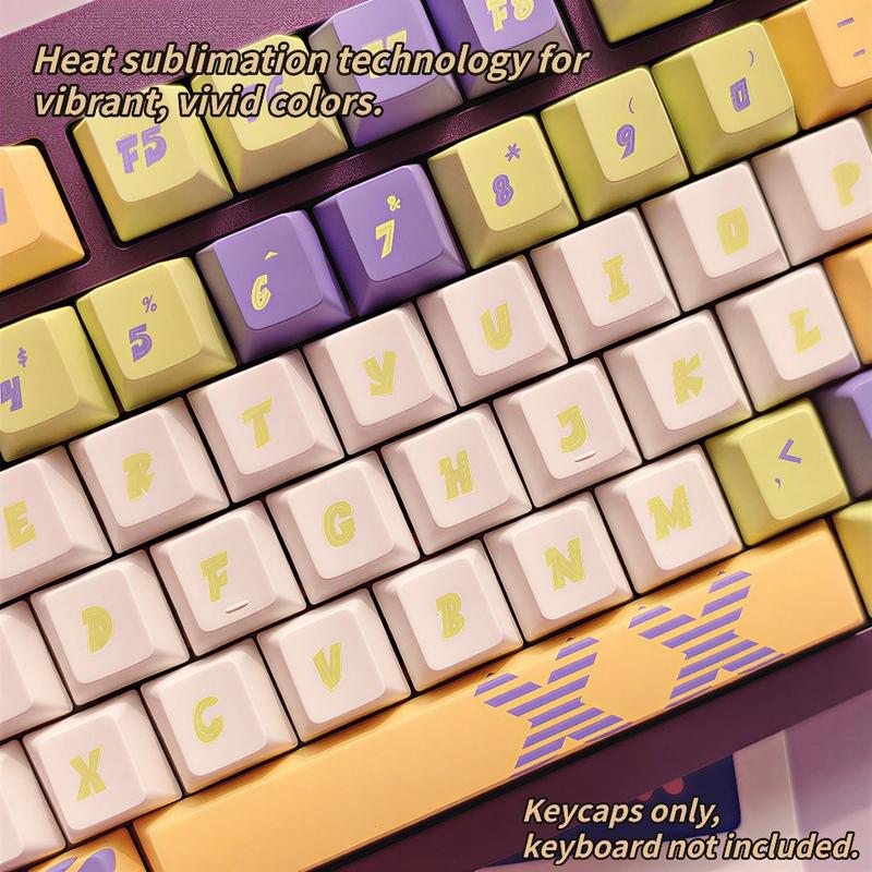 New Monster Invasion Theme 120 Key Pbt Keycaps, Cherry High Profile Design, Full Color Hot Foil, Durable Anti-Grease, Fits 61-108 Keys Mechanical Keyboard