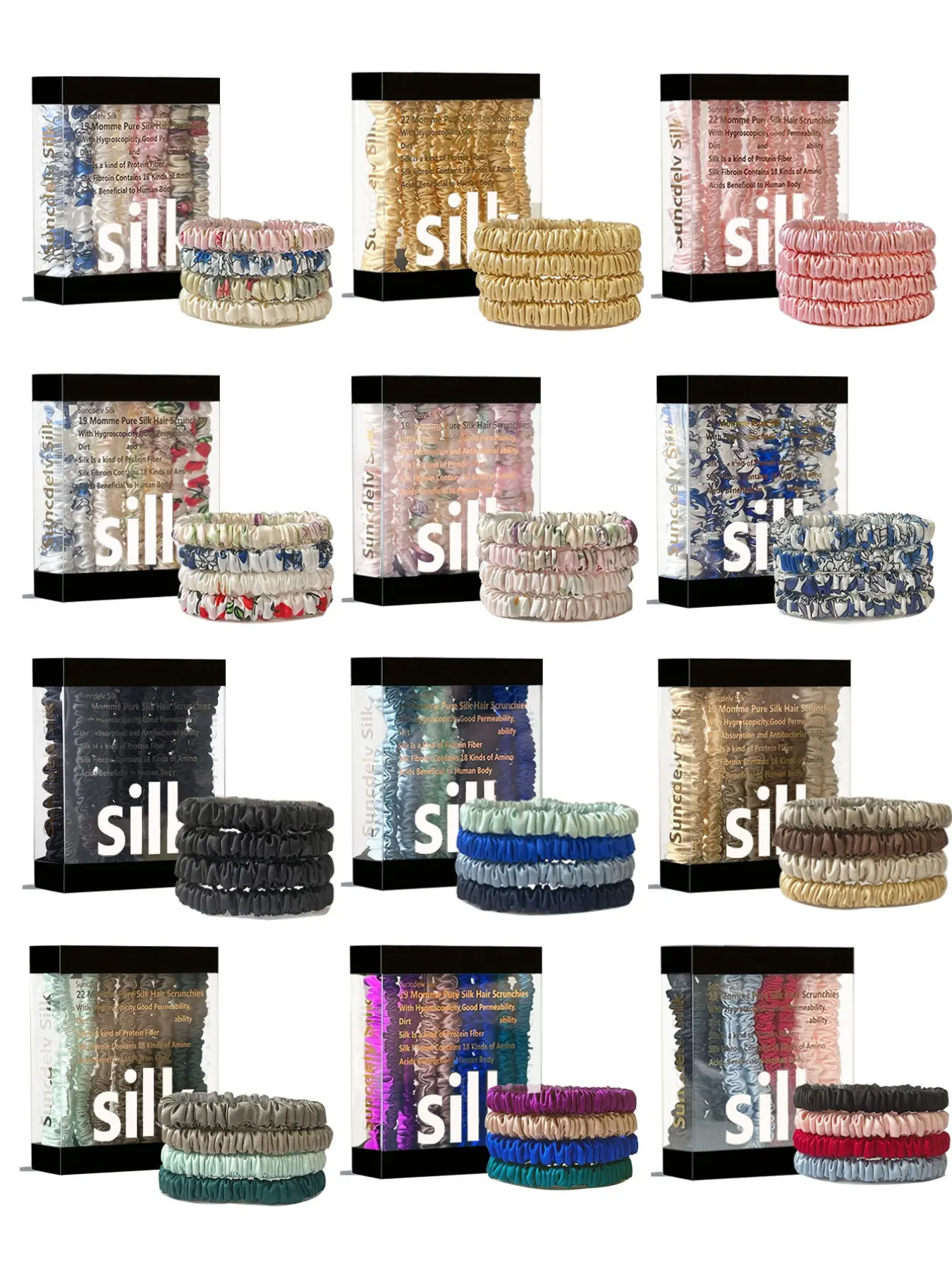 Silk Scrunchie Set, Soft and Gentle Hair Tie Set, Silk Hair Ties, Hair Accessories for Women & Girls, Minimalist Headwear Suitable for Thick Hair, Scrunchies