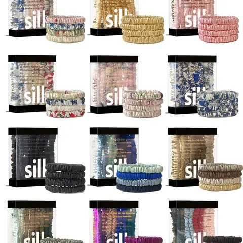 Silk Scrunchie Set, Soft and Gentle Hair Tie Set, Silk Hair Ties, Hair Accessories for Women & Girls, Minimalist Headwear Suitable for Thick Hair, Scrunchies