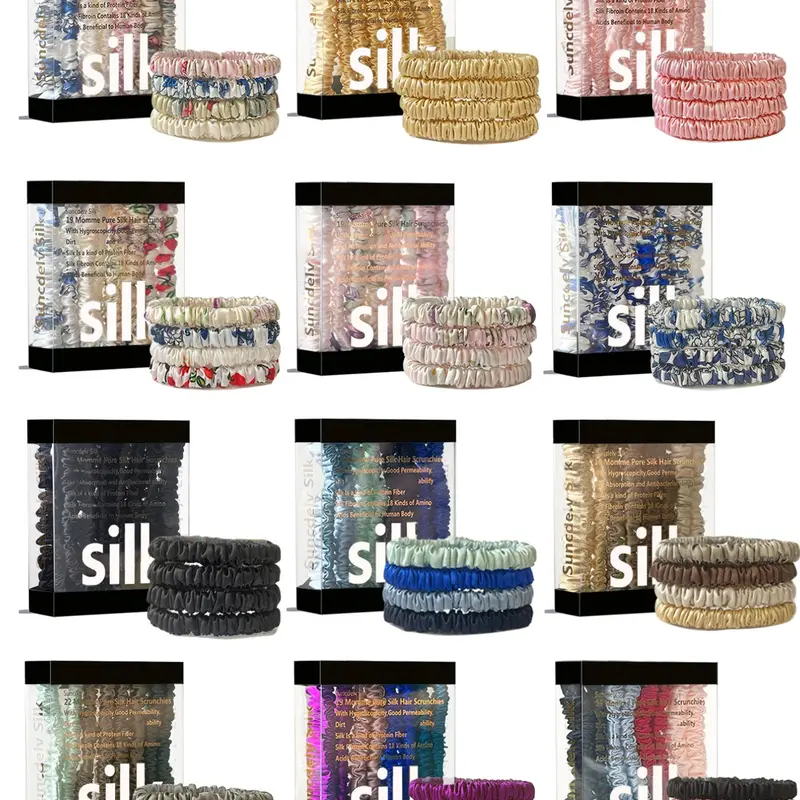 Silk Scrunchie Set, Soft and Gentle Hair Tie Set, Silk Hair Ties, Hair Accessories for Women & Girls, Minimalist Headwear Suitable for Thick Hair, Scrunchies