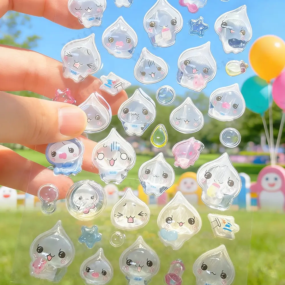3D Cartoon Droplet Stickers, Kawaii Glitter Jelly Bonbon Stickers, DIY Decor for Art, Phone Case, Journal, Scrapbook, Craft Supplies