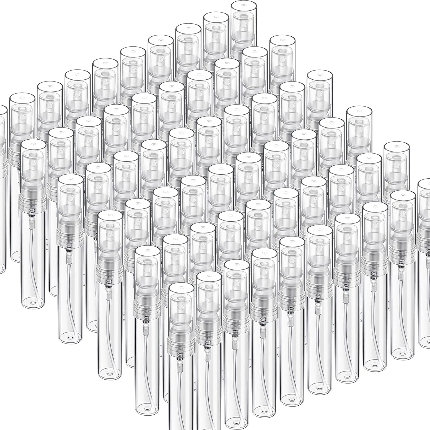 60 count 5ml Mini  Bottle, Mini Clear Plastic  Bottle Empty, Fine Mist Refillable Mini Perfume Bottle, Perfume Atomizer, Small Empty Sample Containers, Plastic Portable Travel Bottle