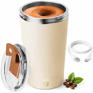 400ml Electric Coffee Mug with Lazy Rotating Magnet Design - Stainless Steel Automatic Stirring Mug - Rechargeable Multifunctional Spin Mug for Home Office Use