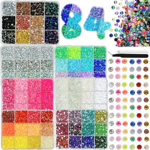 1 Set 7 Boxes Bedazzling Kit Shining Glitter Multicolor 3mm Flat Back Resin Rhinestones, Includes Tweezers, Drill Pen, Nail Art Tool, Perfect for Nail Art, Phone Decoration, Jewelry and Clothing DIY