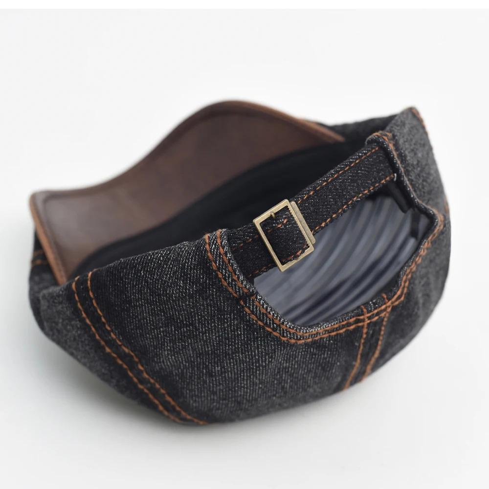 Denim Beret Hat Washed Vintage Peaked Cap Adjustable Cotton Newsboy Cap Casual Hats Flat Cap