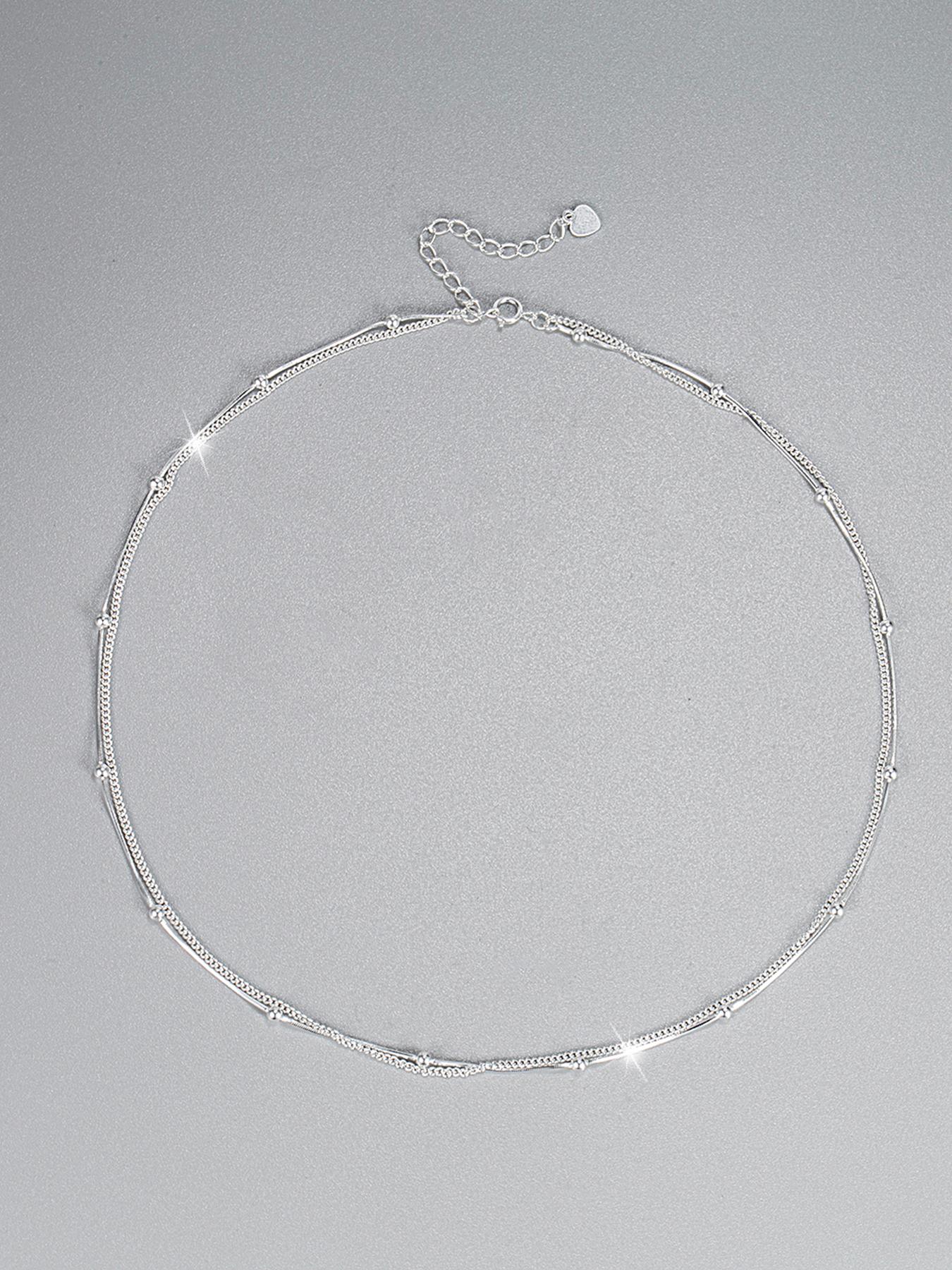 925 Sterling Silver Women's Elegant Chain Necklace, Exquisite Trendy Pendant Necklace, Chic Jewelry As Gift for Girlfriend  Silver Jewelry, Minimalist Chain Necklaces