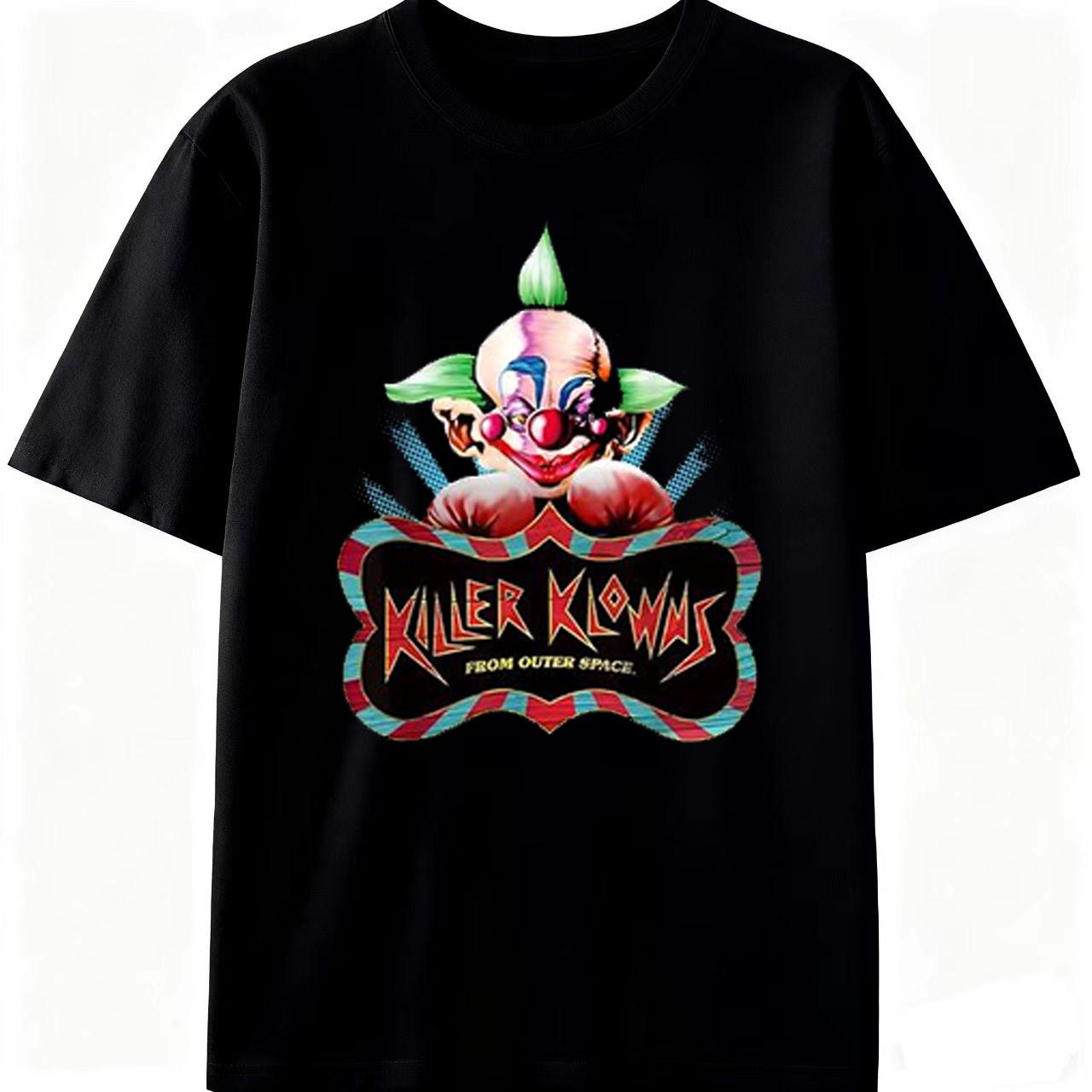 80s Cult Classic Killer Klowns From Outer Space Graphic Tee| Retro Horror Clown Print| Vintage B-Movie Fan Apparel| Spooky Nostalgic Streetwear