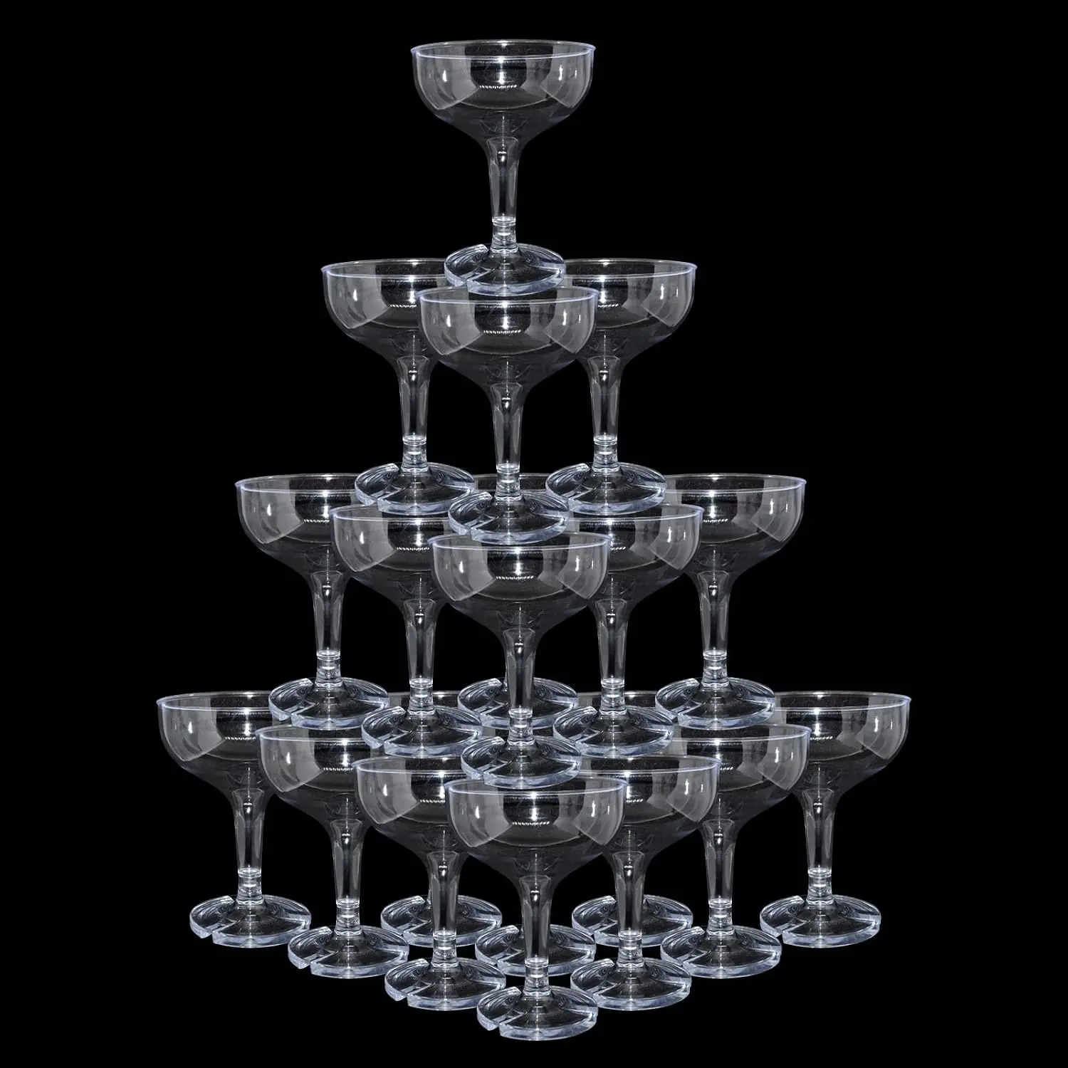 30 count 5oz Plastic Champagne Coupe Glasses