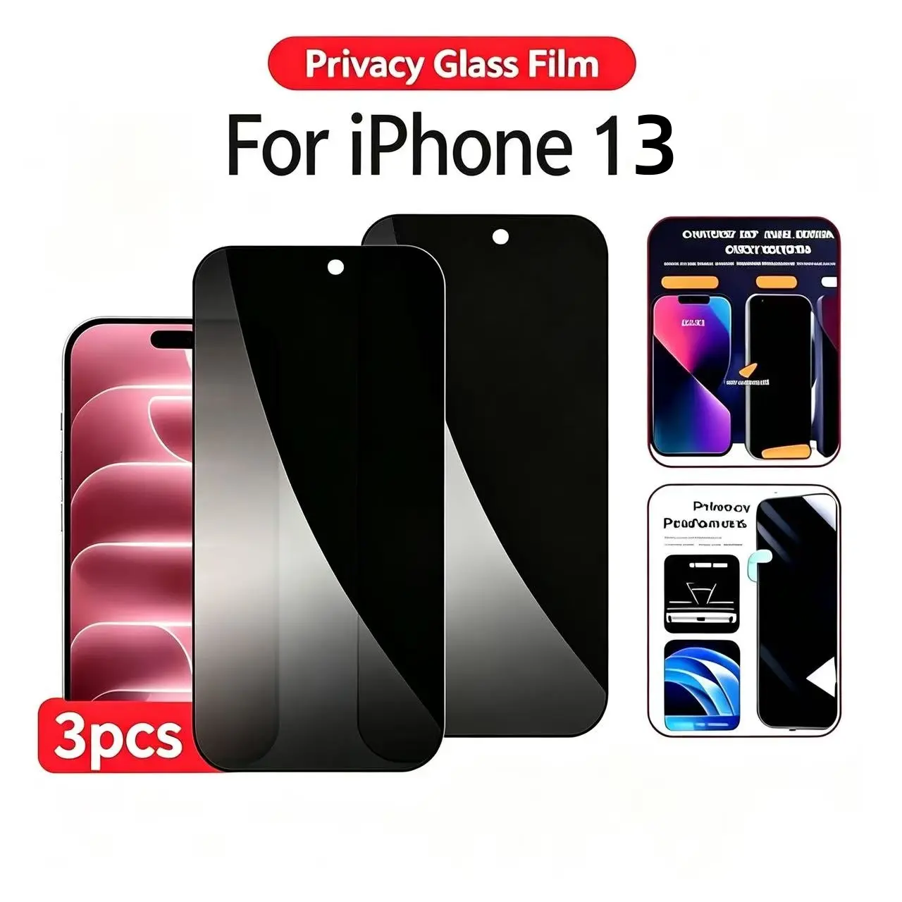3-1PCS Tempered Glass Privacy Screen Protector for iPhone 13 Anti-Peeping and Anti-Shatter Phone Screen Protector