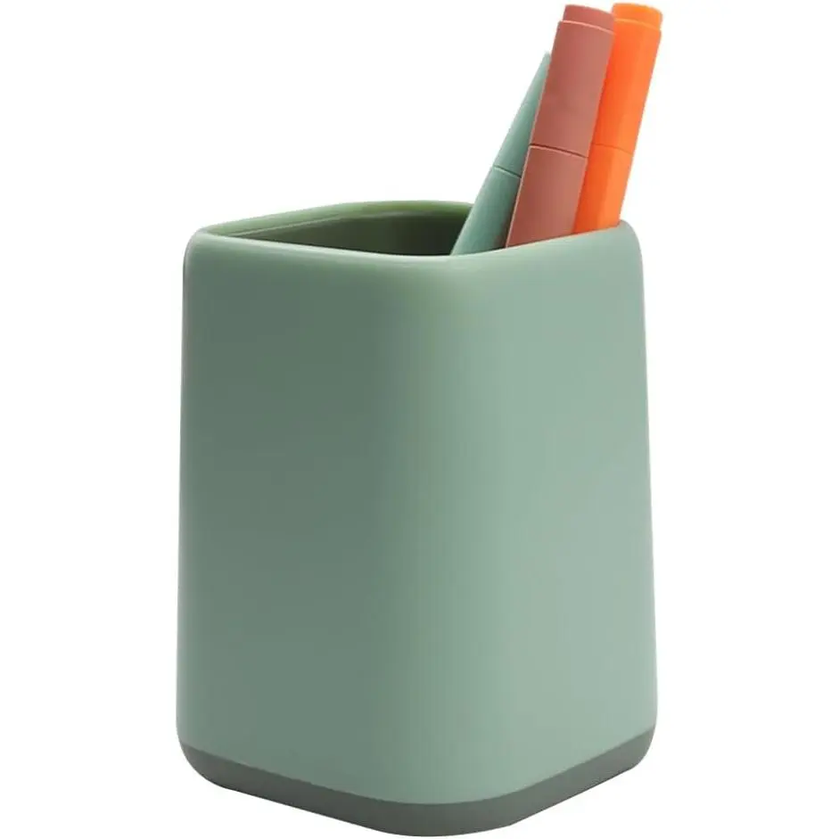 Scandinavian Style Compact Desk Organizer - Pencil Holder, Pen Cup, Makeup Brush Storage Case for School/Office Stationery Supplies (Green)