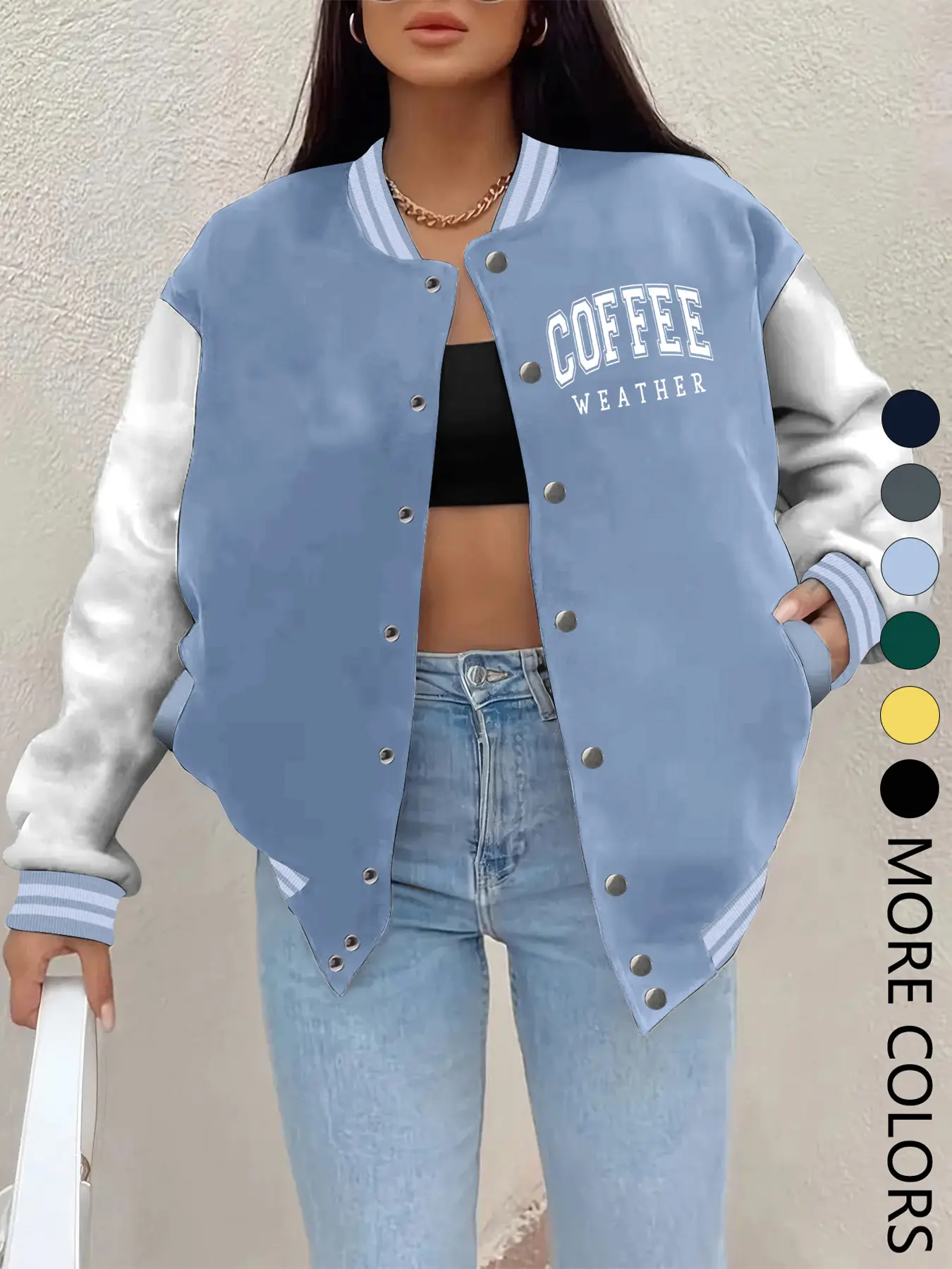 New Women's Baseball Jacket for Fall Winter, Creative Letter Print, Casual Sport Coat, Comfortable Versatile Jacket, Hip-Hop Style, Multiple Colors