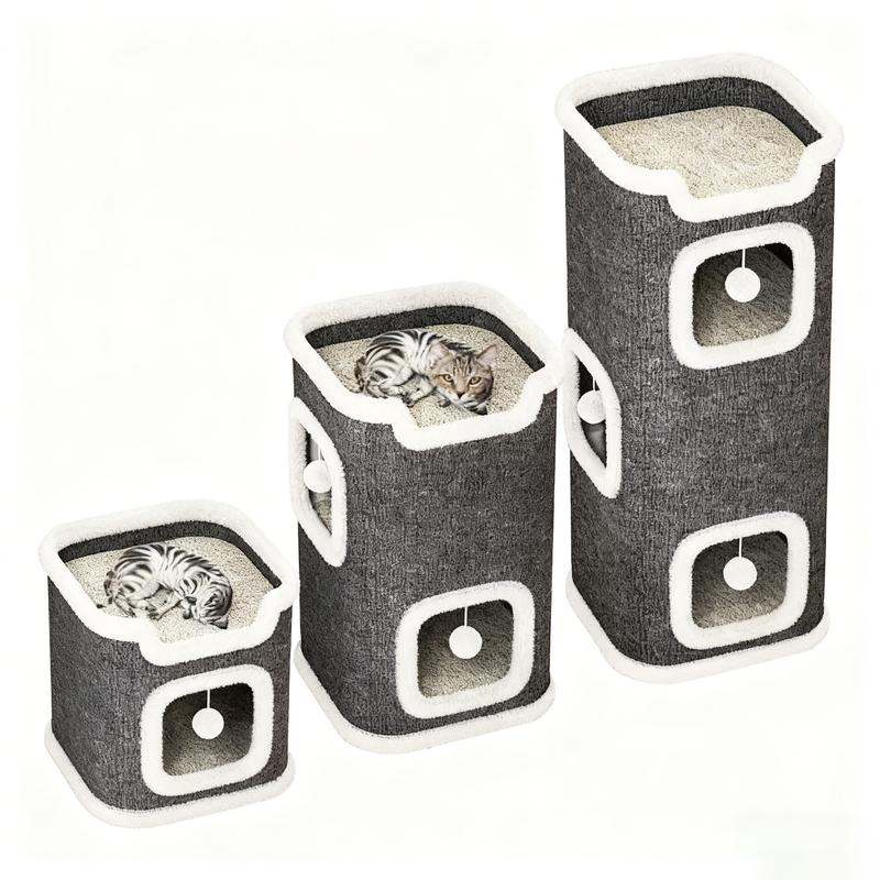 Large Multi-Layer Cat Tree Apartment Villawith Artificial Leaves,Anti-Caress Design,Durable Base, Suitable for Indoor Cats