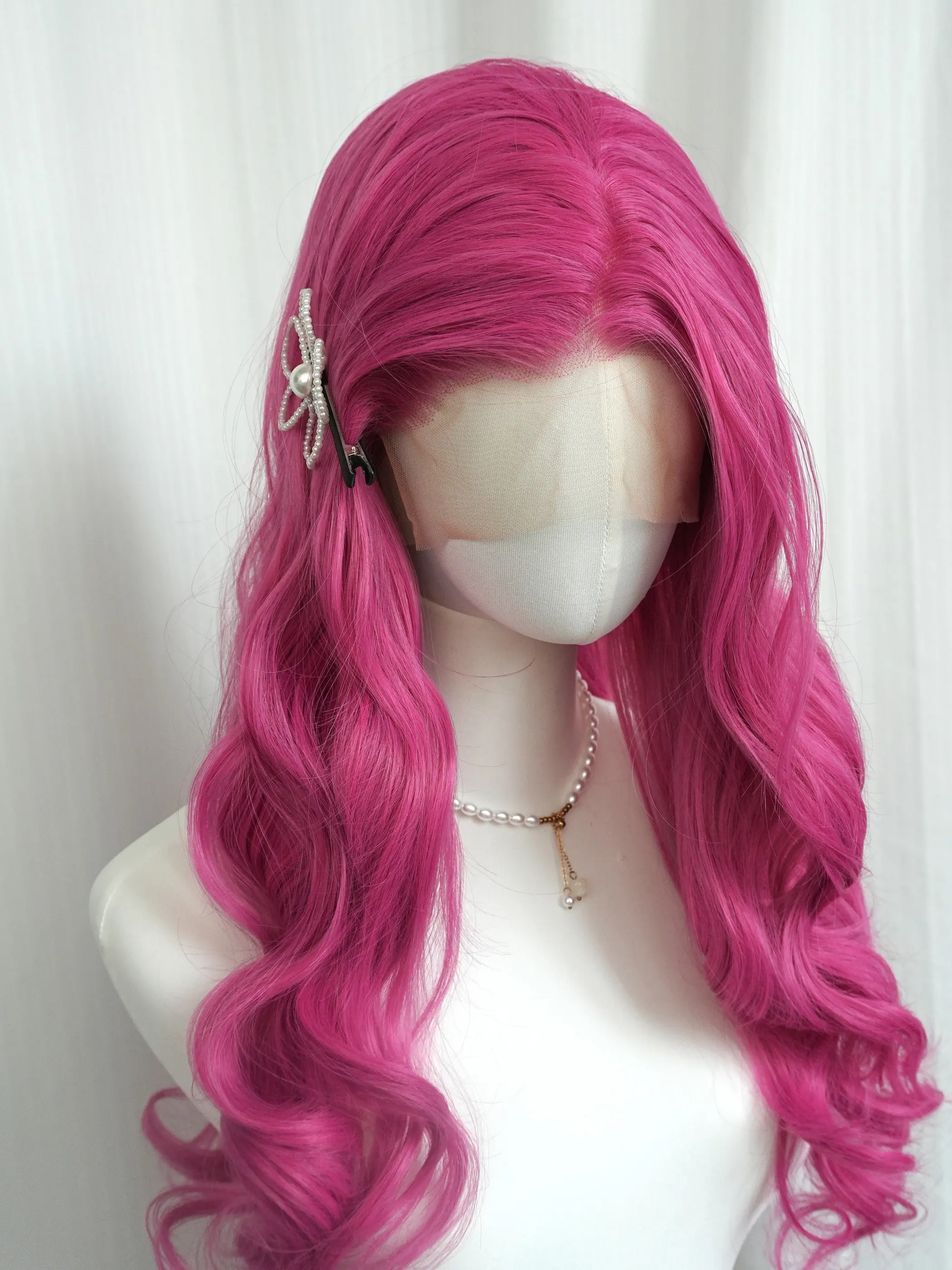 Hot Pink Lace Wig, Long Straight Wig for Women, 26 Inches, 13x4 Lace Front Wigs,High-Definition Lace, Natural Hairline, For My little Pony Cosplay