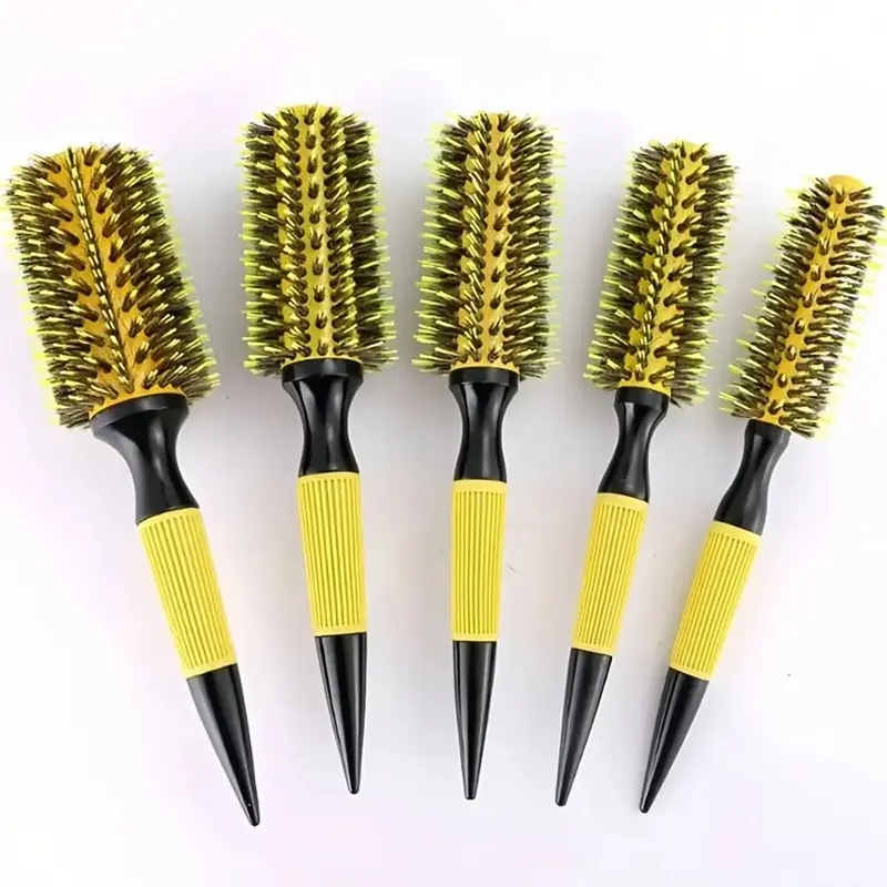 5pcs Brazilian Aluminum Tube Hair Styling Comb Set, Hairstyling Comb, Hair Styling Tool, Air Bangs Comb, Nylon Comb, Curly Hair Brush, Wavy Hair Brush, Brush for Curly Hair, Curling Iron Brush, Wooden Handle Hot Comb