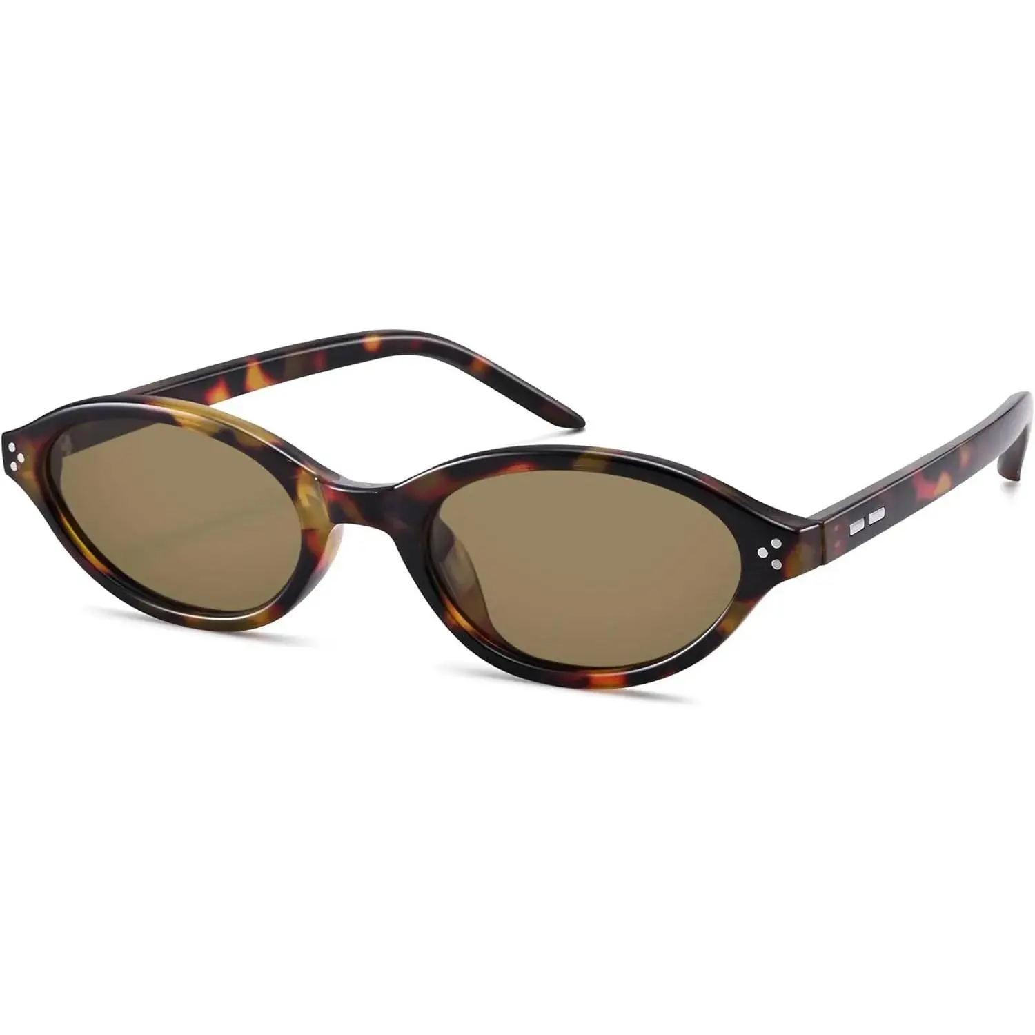 Polarized Retro Oval Cat Eye Sunglasses for Women, Trendy Y2K 90s Narrow Sunnies, Small Frame UV400 Protection Shades