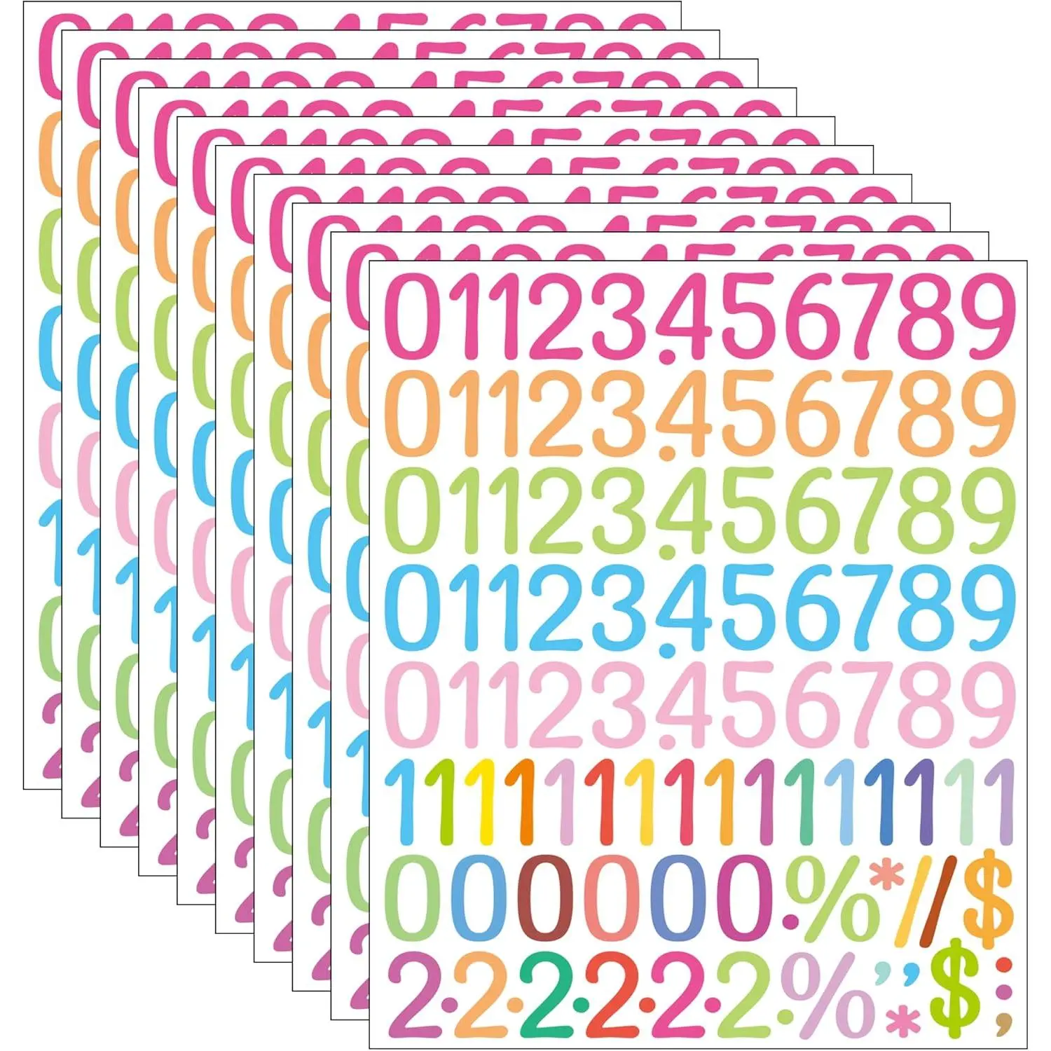 1080 count Number Stickers, 1", Self-Stick Small Number , Water Resistant Vinyl Numbers Stickers for Office, Classroom, Storage, Planners, Gifts, Cellphones, Product Labeling (1", Colorful)
