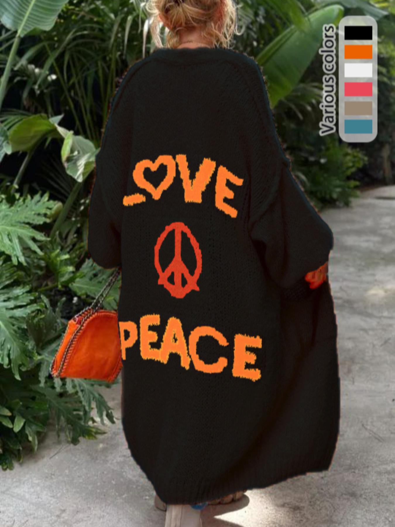 Women's Letter Print Drop Shoulder Long Sleeve Cardigan, Casual Open Front Longline Cardigan for Spring & Fall, Summer Outfits 2024, Fashion Cozy Clothing