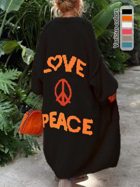 Women's Letter Print Drop Shoulder Long Sleeve Cardigan, Casual Open Front Longline Cardigan for Spring & Fall, Summer Outfits 2024, Fashion Cozy Clothing