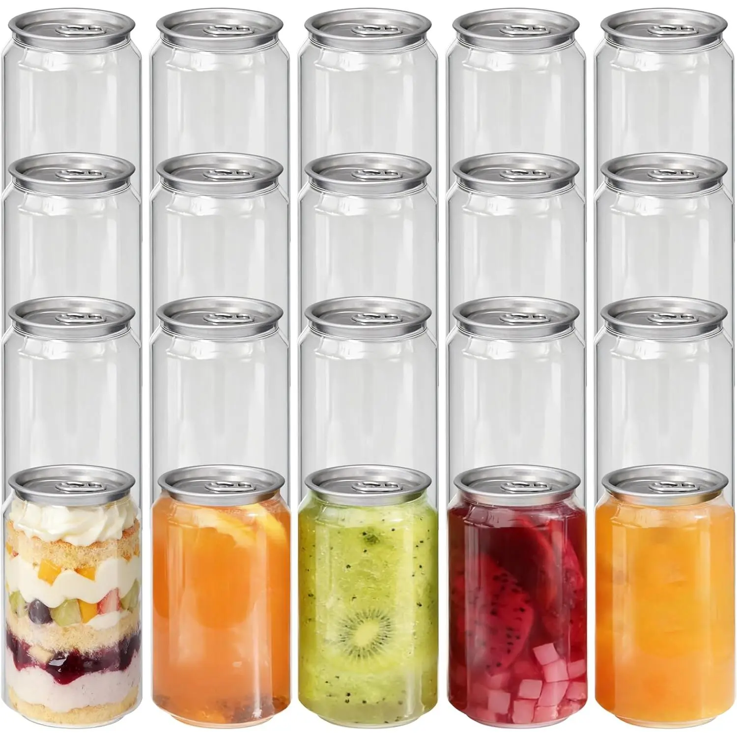 100-Pack Plastic Juice Bottles with Caps Empty Soda Cans with   for Smothies, Boba,  – Only Compatible with Can Sealers (11.2oz/330ml)