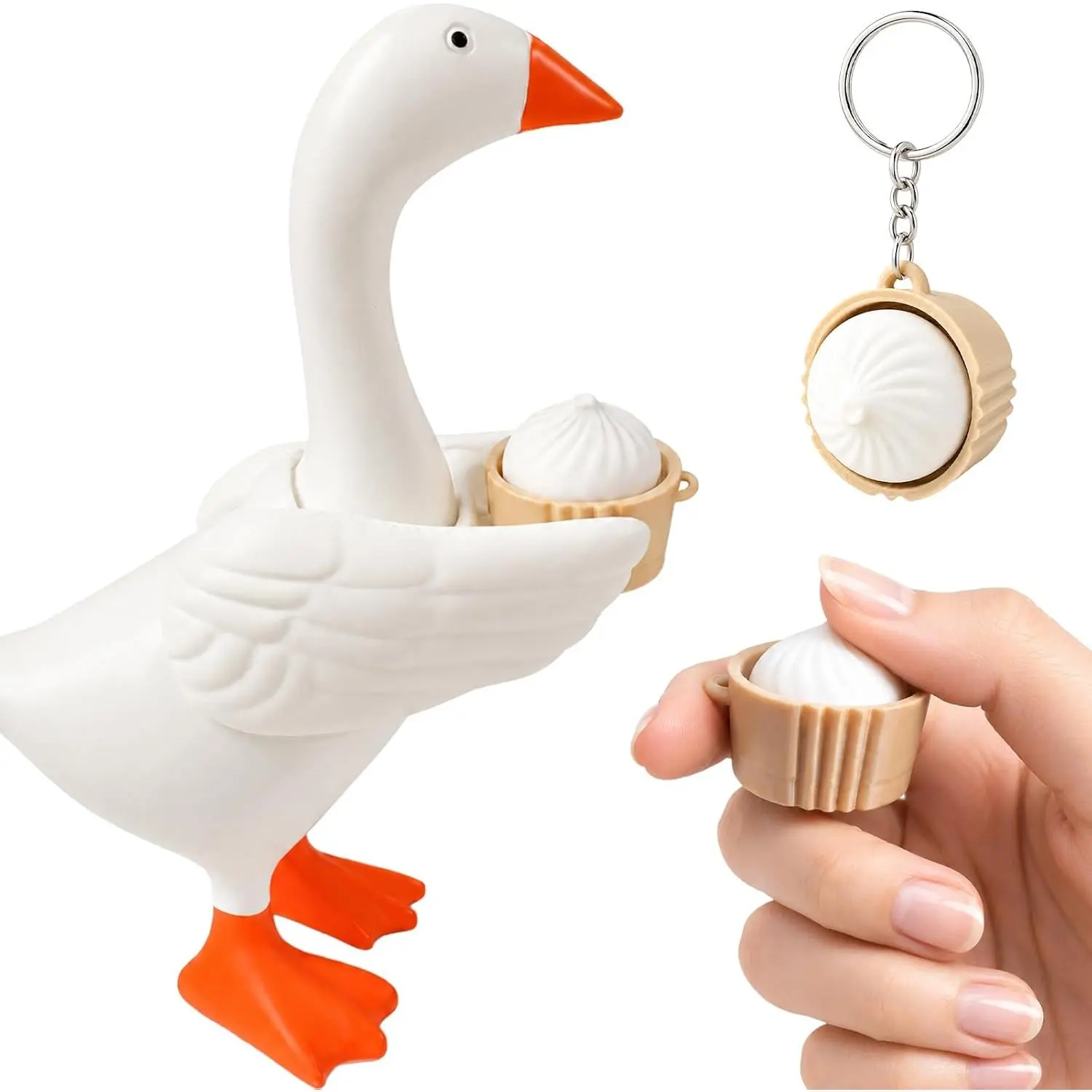 Desk Goose Outfits 7 Inches, Wings with Dumpling Office Decor | 3D Printed Goose Wings With Dumpling for 7-Inch Desk Goose, Dumpling Clicker Fidget Toy, Cute Home Office Decor