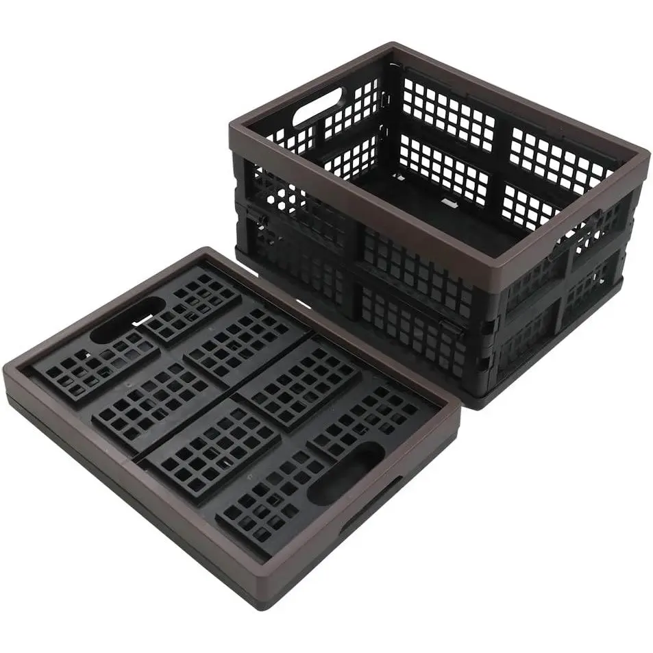 2-Pack Plastic Collapsible Storage Crate, 15 L Folding Storage Crate