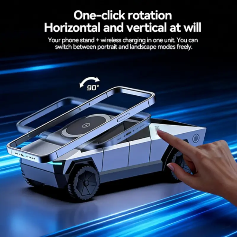 Creative Cyber Pickup Truck Car Multifunctional Portable Phone Watch Three-In-One Wireless Charger, Desktop Wireless Charging Station
