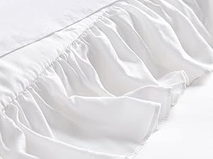 Ruffled Bed Skirt with Split Corners, Gathered Style, 100% Microfiber, 16-Inch Drop, Dust Ruffle Bedskirt with Platform, Full, White Ruffled Bed Skirt with Split Corners, Gathered Style, 100% Microfiber, 16-Inch Drop, Dust Ruffle Bedskirt with Platform, Full, White