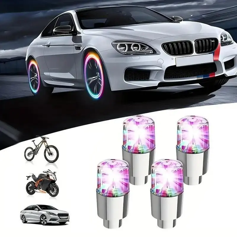 4 Rotating Bike Wheel Lights, LED Bike Lights for Night Riding Safety, Halloween Christmas Decor, Easy Installation, Commute and Party Use, Lighted Wheels