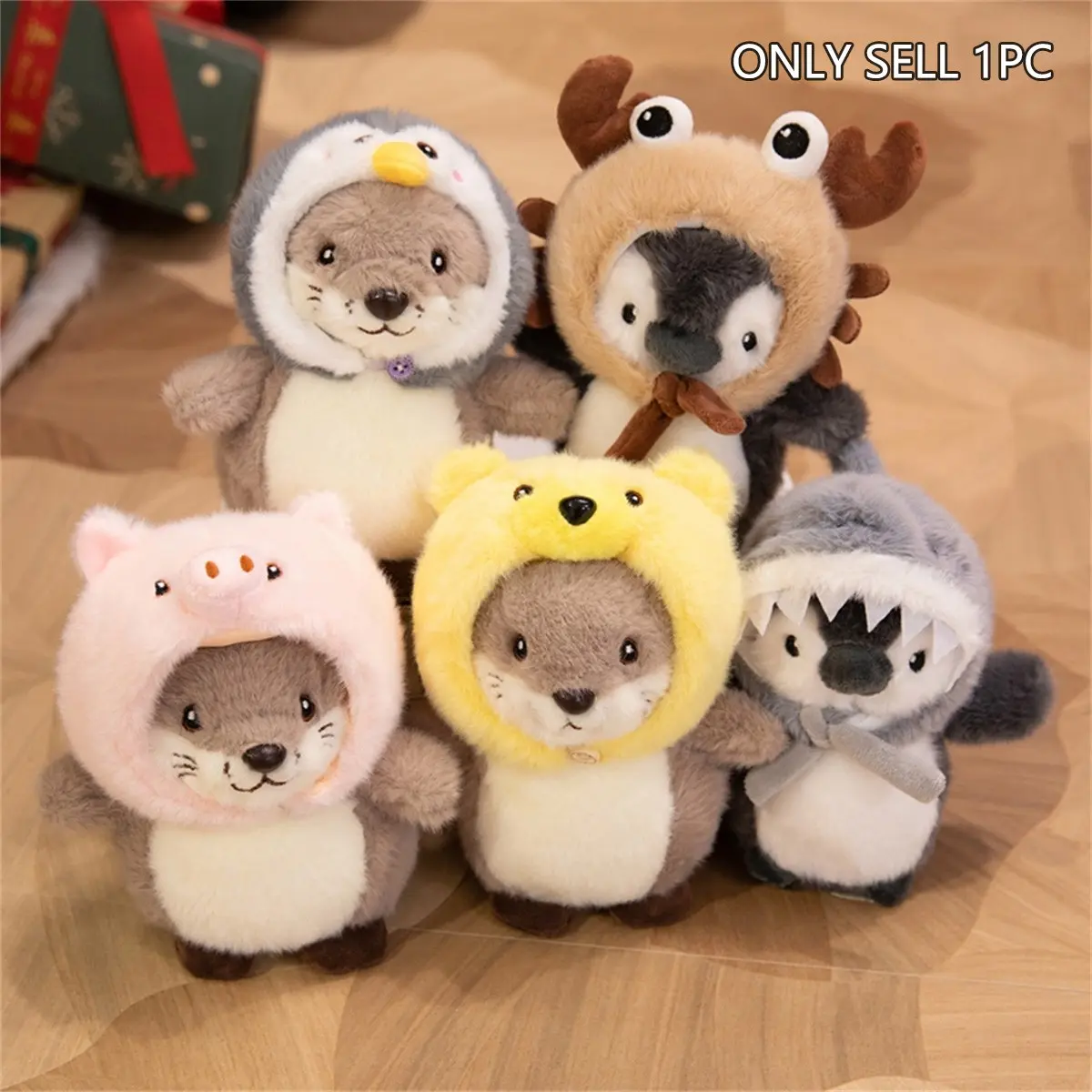 17cm/6.69inch Transforming Animals Plush Toys, Soft and fluffy stuffed animals, otter/penguin, suitable for room decoration, creative children's birthday gifts, Thanksgiving, Halloween, Christmas.