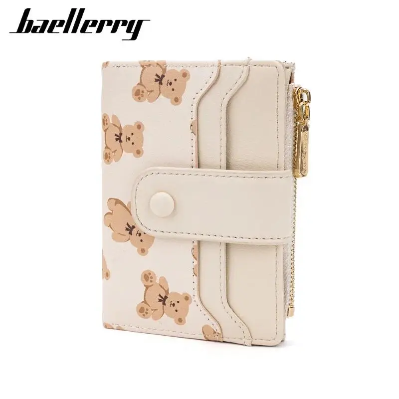 Baellerry Wallet Women's Cartoon Cute Short Wallet PU Buckle Printed Multi Slot Change Bag Card Bag Wallets Daughter Girl Gift