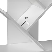 3 Tier Small Tree Bookshelf Storage Organizer Shelves Floor Standing Bookcase Desk Wood Storage Rack for Home Office Living Room Bedroom Display for Book Magazine CD manga Warm White