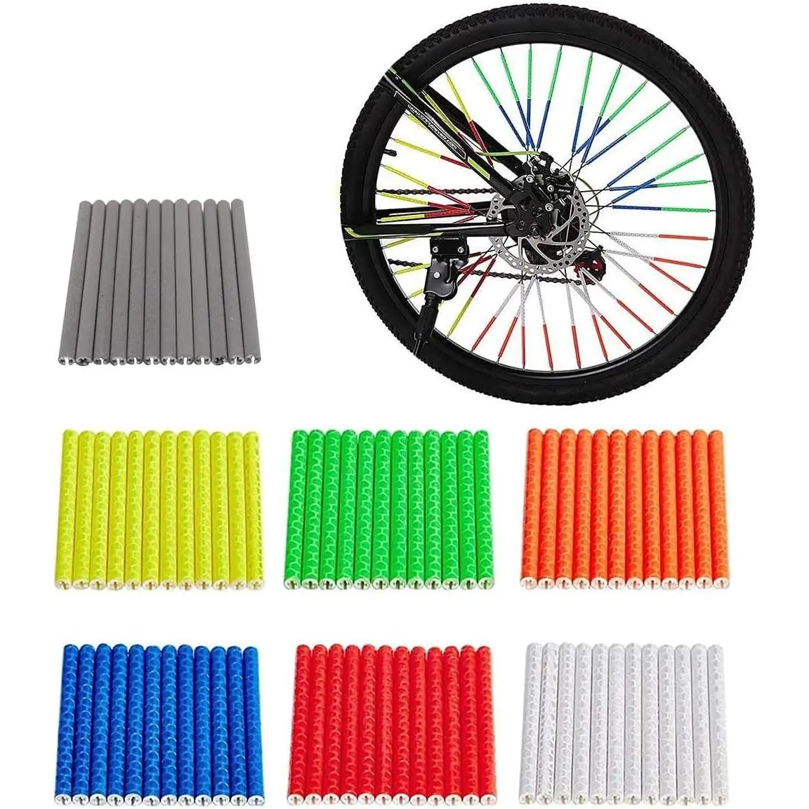 72Pcs Spoke Reflectors Wheel Decoration Warning Spoke Skin Covers Trim Wrap for Night Cycling Riding Motorcycle Motocross Pit Dirt Bike