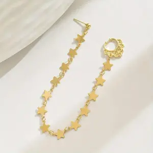 Women's Non-Plated Traditional Indian Nose Chain - Non-Pierced Vintage Elegant Classic Beads Nose Stud Jewelry, Everyday Facial Accessory for Wedding Festival Wear