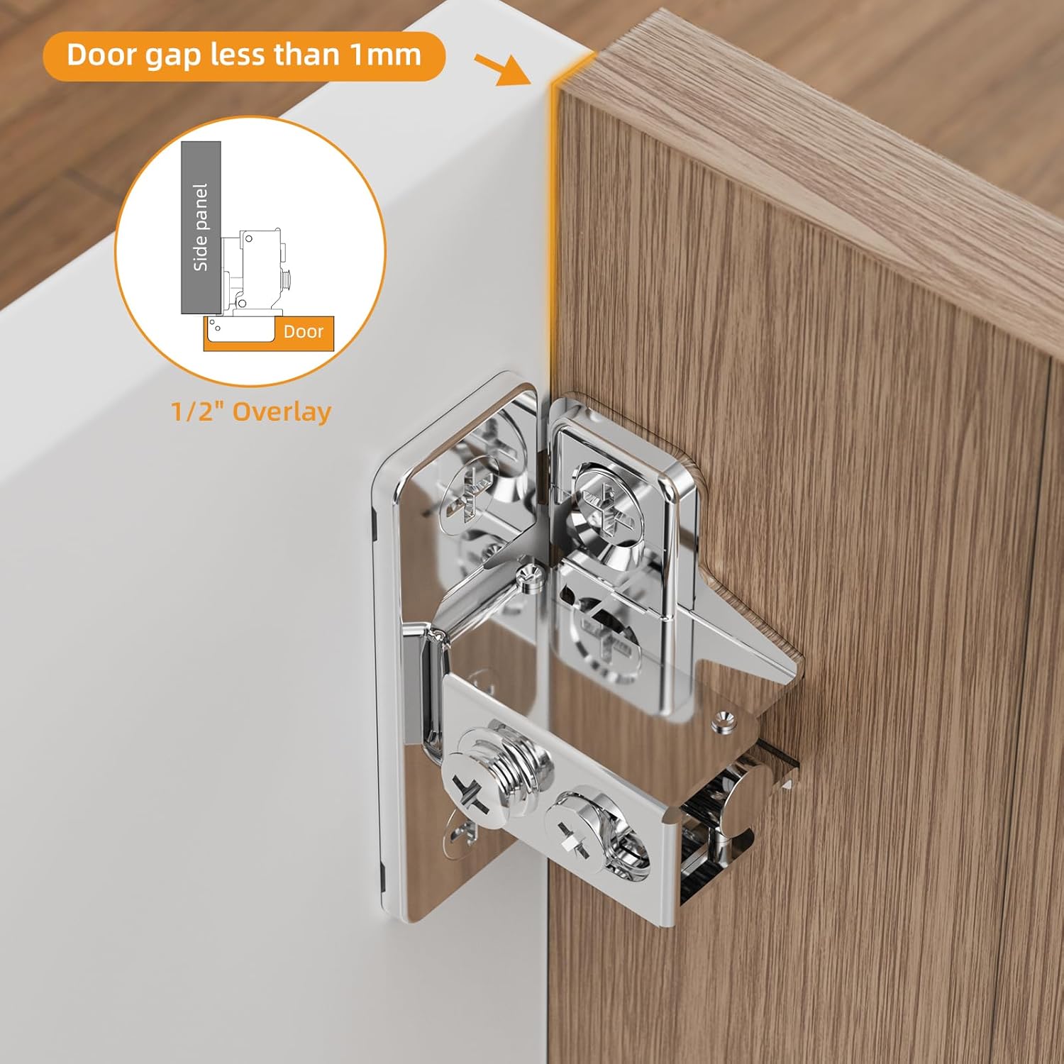50 Pack 1/2" Overlay Soft Close  Frame  Frameless Hinges, Stainless Steel Quiet 3D Concealed for Kitchen Door, 105 Slow Smooth Hardware Replacement, Self Closing , Satin Nickel