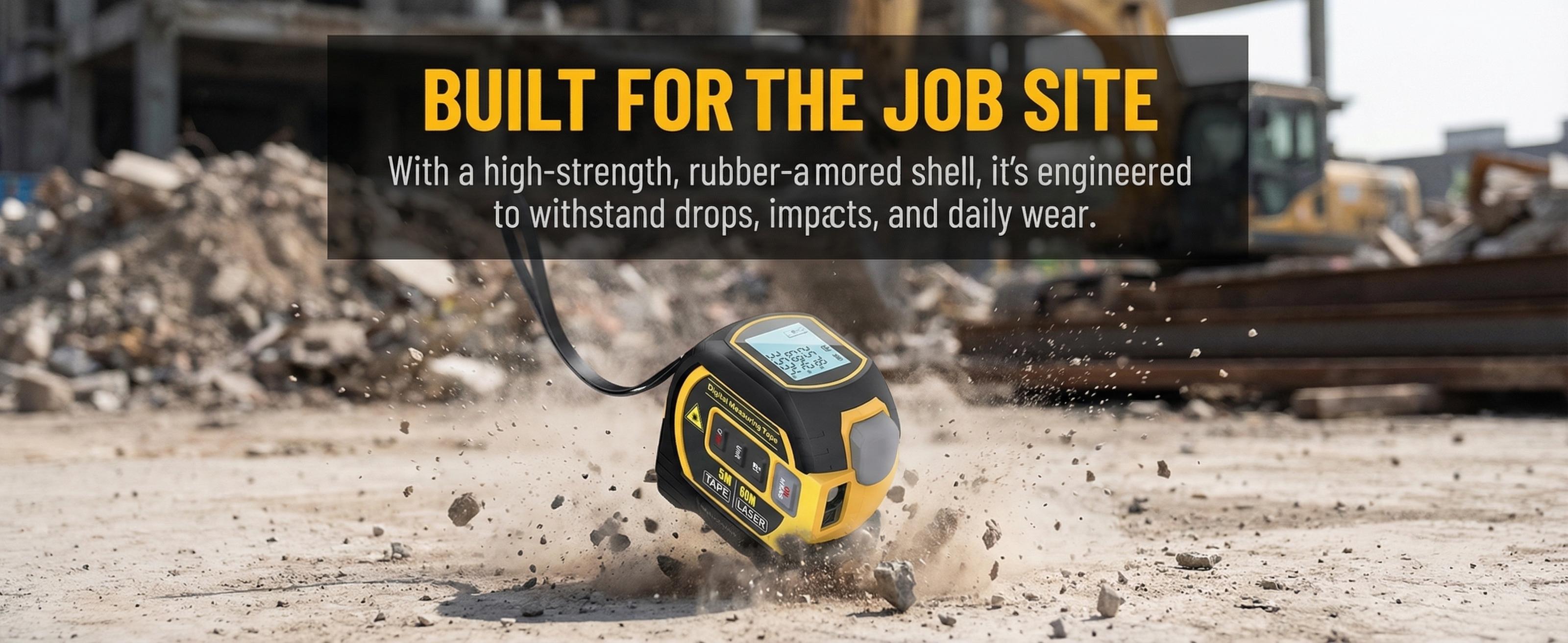 2-in-1 Laser Measuring Tool| 5m Self-Locking Tape + 40/50/60m Laser Distance Meter with LCD Display for Construction & Layout