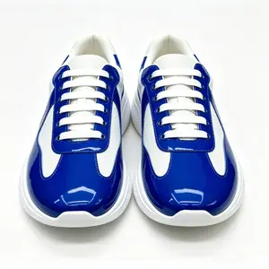 2026 new Royal-Blue & White Spliced Gloss Platform Sneakers | Lightweight Thick Slip-Resistant Outsole, Unisex Lifestyle Casual Shoes