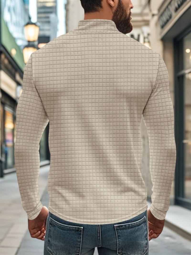 Men's Regular Fit Plain Half Zip Up Sweatshirt, Casual Long Sleeve Pullover for Spring & Fall, Fashion Men's Clothes for Daily Wear